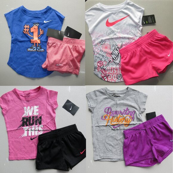 Nike Girls 4T Mesh Shorts w/ T-shirts Summer Spring NEW